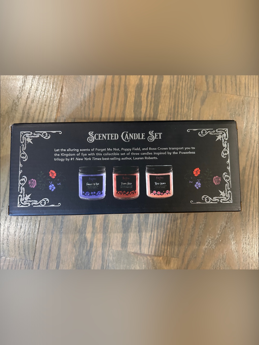 Powerless Trilogy Scented Candle Set - Black Box with Purple, Red,& Pink Candles